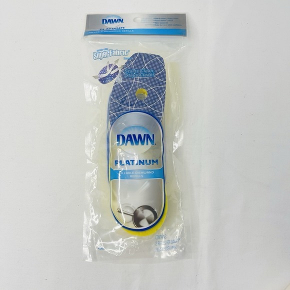 Dawnamatrix Other - Dawn Platinum Fillable Dishwand Refills 2 Pk Scrubber Dishes SuperFabric Sponge